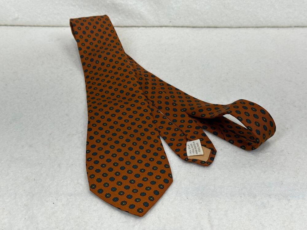 Vintage Bert Pulitzer Rust Silk Tie with Geometric Flowers